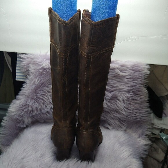 Born Leather Knee High Harness Boots Brass Studs Womens Size 6 Brown W62173 - Picture 5 of 12